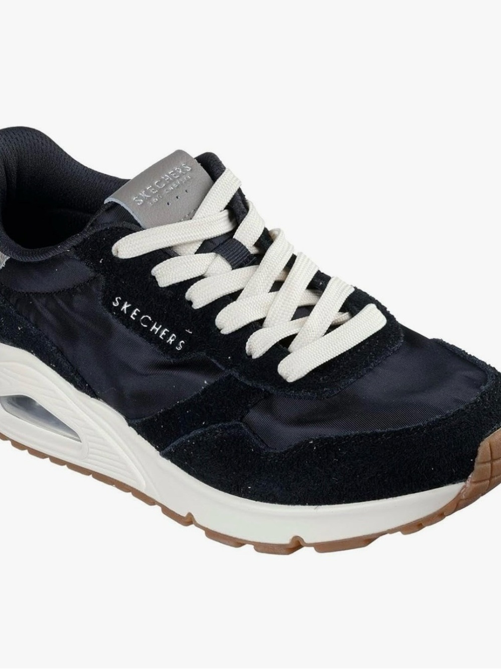 Skechers Black and White Retro Lace-Up Sneaker with Brown Outsole- New with tag